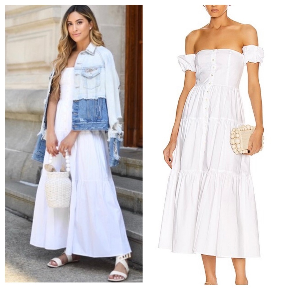 Staud Elio Puff Sleeve Dress 8 White